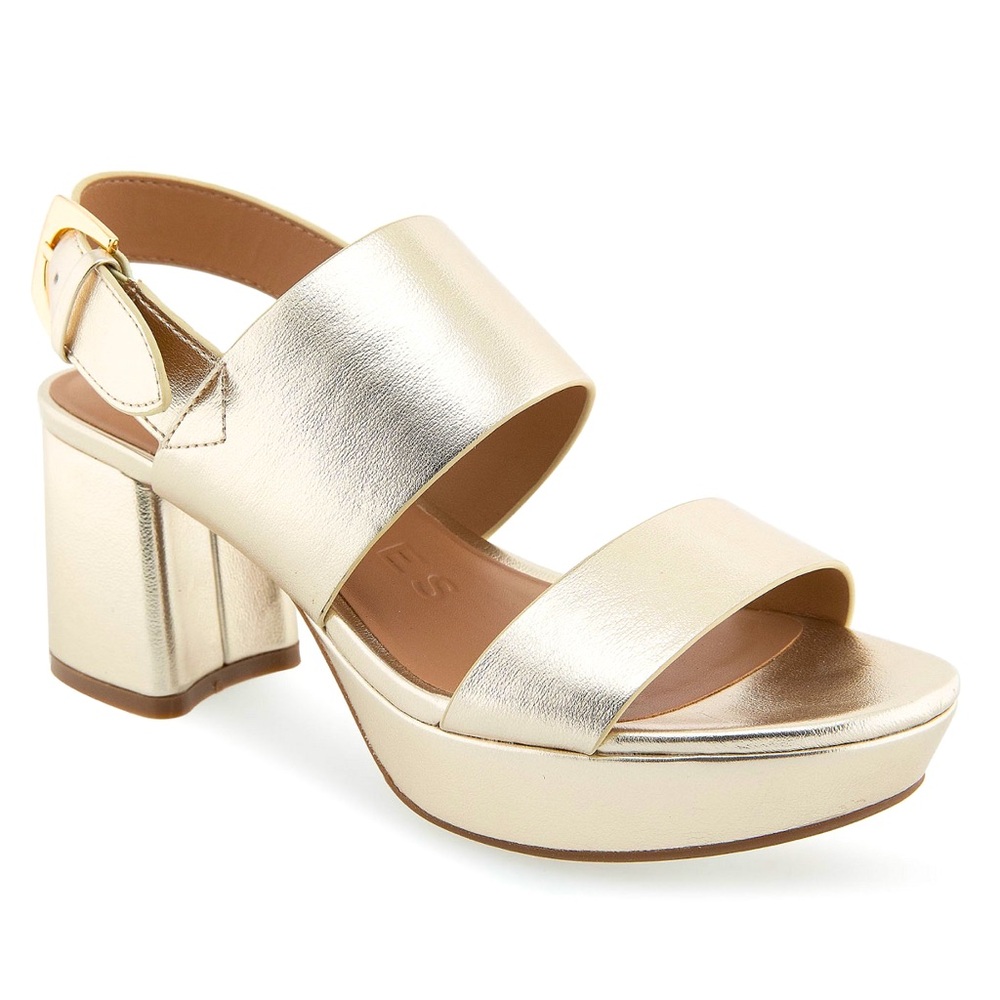 Aerosoles Camilia Platform Sandals in Soft Gold Pu - Size 9 - Brand New in Box